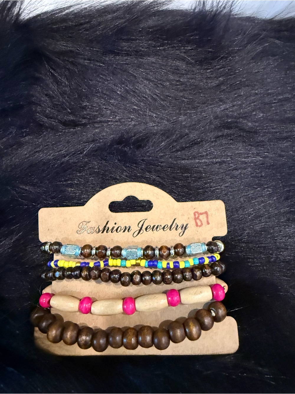 Boho Multistrand Beaded Bracelet Set - Pink & Brown
